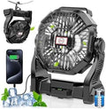 Rechargeable Camping Fan with LED Lantern,Portable Battery Powered Outdoor Fan for Bedroom,Camping,Travel,Hiking,Beach,Office,Trave Accessories(Black) by Unknown