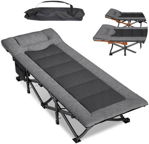Mopaicot Camping Cot for Adults, Adjustable Headrest Folding Bed by MopaicotCampingFurniture