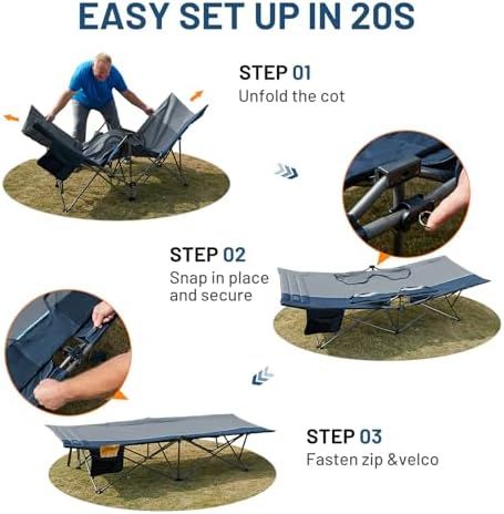 TIMBER RIDGE 31.8" W Extra Wide Heavy Duty Camping Cot for Adult, XL Cots - Image 2