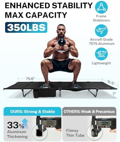 Gonex 31" Wide Camping Cot Lightweight Folding Portable Camp Cot for Adult - Image 2