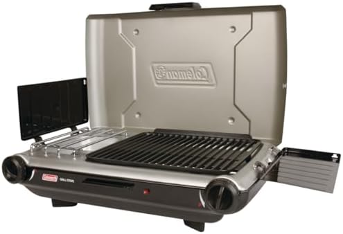 Coleman Tabletop 2-in-1 Grill & Stove with 2 Adjustable Burners, Propane Grill/Stove with Push-Button Starter, Wind Guards, Grease Tray, & 20,000 BTUs of Power for Camping, Tailgating, & More - Image 2