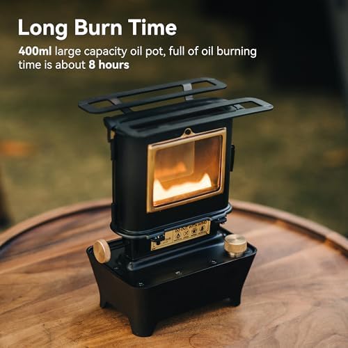 Thous Winds Camping Oil Lantern, Fuel Lamp for Outdoor Lighting Portable Stove for Cooking Warming, Black - Image 4