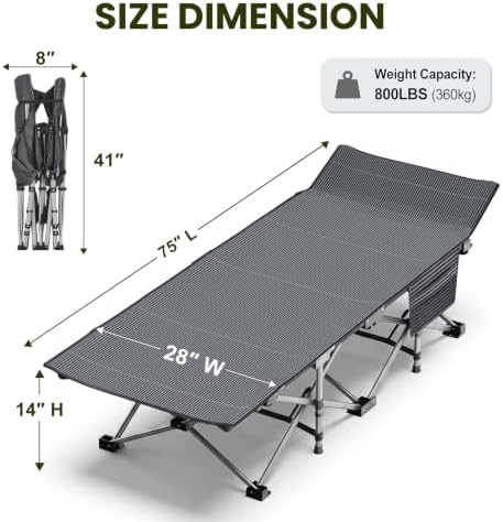 DoCred Folding Camping Cot with Mattress, Heavy Duty Folding Cot - Image 3
