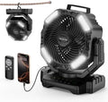 Socool 40000mAh Camping Fan Rechargeable, Battery Operated Portable Outdoor Fan Remote, 136Hrs & 4-Speed Cordless Oscillating, Table Fan with Light & Timer for Tent RV Jobsite Hurricane Power Outage by Socoolfancoolinhand
