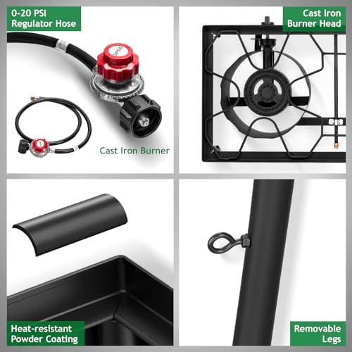 Outvita 3 Burner Propane Gas Stove for Outdoor Cooking, 225,000 BTU - Image 4