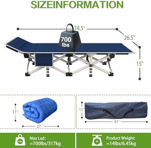 COLMERD Camping Cots for Adults, 2 Pack Sleeping Bed with Comfortable Mat - Image 4