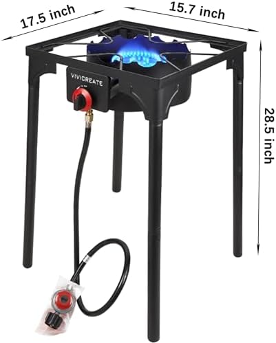 Vivicreate 30000 BTU Propane Gas Stove Outdoor Single Burner Adjustable Height with 20PSI Regulator Heavy Duty Cooker for Patio Camping Garden BBQ Fogon de Gas Estufa de Gas Portatil Parrillas - Image 2