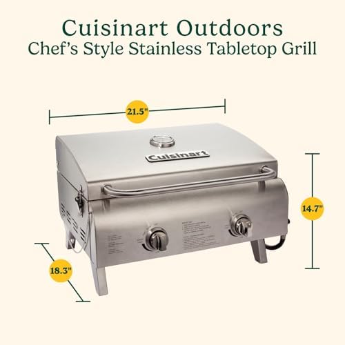 Cuisinart Outdoor Gas Grill, 20,000 BTU, Portable, 2-Burner - Image 2