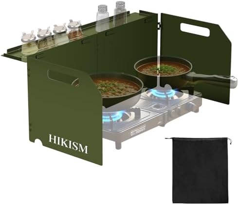 Camping Stove Windscreen, Lightweight Foldable Outdoor Wind Blocker Gas Stove Windshield Wind Screen Wind Guard for Camping Stove, Glamping, Navy Green by Unknown