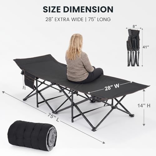 LILYPELLE Folding Camping Cot, Extra Wide Heavy Duty Sleeping Cots - Image 4