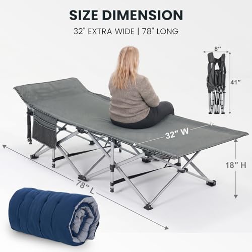 LILYPELLE Oversized XXL Folding Camping Cot, 32" Heavy Duty Sleeping Cots - Image 5