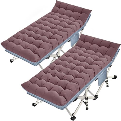 2 Pack Oversize 32" Camping Cot with Mattress, Sleeping Cots for Adults by NESDCC