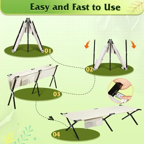WLIVE Folding Camping Cots for Adults with Carry Bag, 300 lb, Green - Image 5