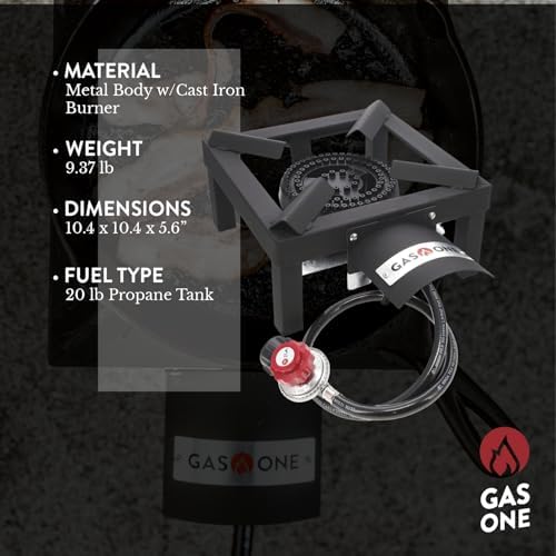 GasOne High Pressure Single Propane Burner - Outdoor Cooking with Heat Shield and Guard – Propane Burner Head for Camping, Tailgating, Seafood Boil, Home Brewing - Patented - Image 2