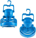 Camping Lantern with Fan Set – Set of 2 Weather-Resistant Camping Lights with 18 LED Bulbs and High and Low Fan Settings by Wakeman (Blue) by Wakeman
