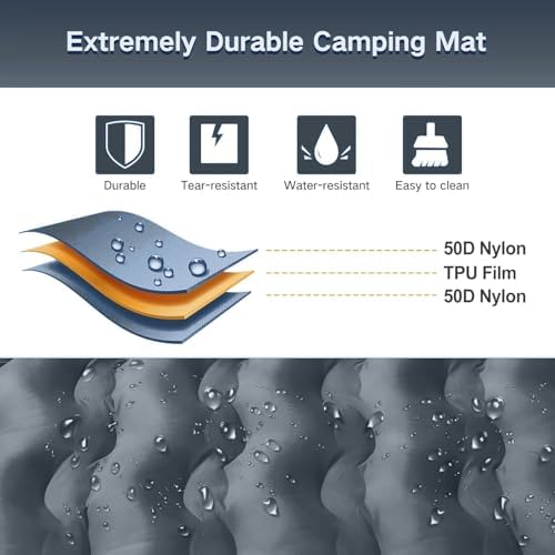 FNARMW Double Sleeping Pad Camping with Pillow & Built-in Foot Pump - Image 3