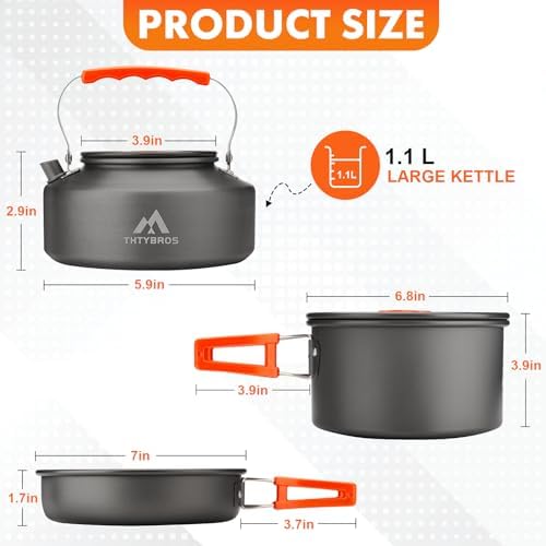 THTYBROS 17pcs Camping Cookware Mess Kit,for Camping,Backpacking,Picnic - Image 2