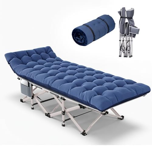 Fenbeli Folding Camping Cot with Mattress Pad for Adults, Blue by Fenbeli