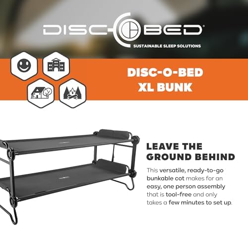 Disc-O-Bed Extra Large Portable Bunk Camping Cots with Carry Bags, Black - Image 2
