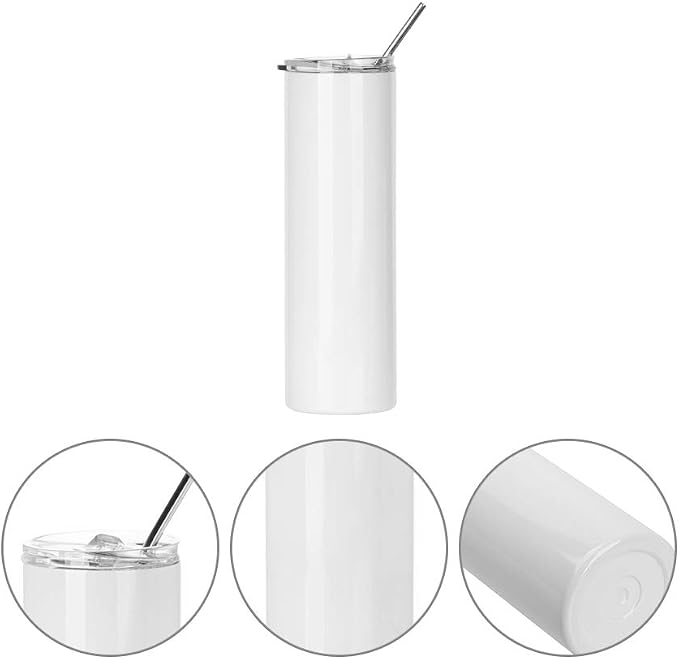 PYD Life Sublimation Blanks Tumbler Skinny 30 OZ Straight Stainless Steel Coffee Cups Mugs with Lid and Metal Straw for Tumbler Press Machine Heat Transfer 4 Pack - Image 4