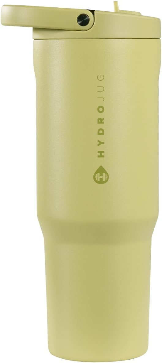 HydroJug Sport - Stainless Steel Tumbler with Straw, Vacuum Insulated, 40oz Leakproof Water Bottle, Ergonomic Design, Reusable, Dishwasher Safe, Rubber Base, Durable for Gym or Outdoors, Olive by Hydrojug