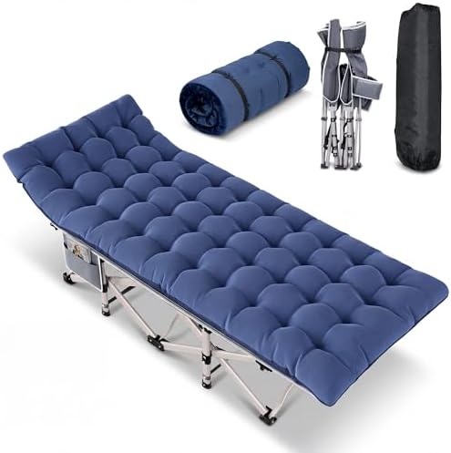 Camping Cot for Adults 800 LBS, 75"x28" Heavy Duty Folding Cot Bed with 2" Thick Detachable Pad & 1200D Oxford, Sleeping Cot for Camping & Guest Bed - 10-Second Setup by Harigal
