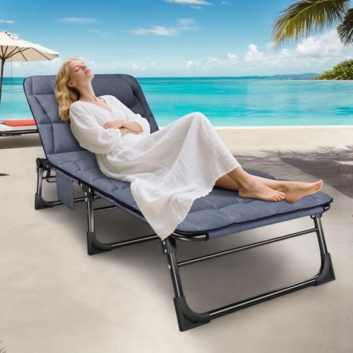 ATORPOK Folding Camping Cot for Adults, Chaise Lounge Chair with Pad - Image 3