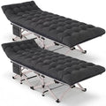 Folding Camping Cot for Adults - 2 Pack Heavy Duty Sleeping Cots 800LBS Capacity Double Layer Oxford Portable Travel Camp Cots for Outdoor Camp Beach Home Office (Black Pad, 2PACK) by LUCKPROBIGDEALSLLC