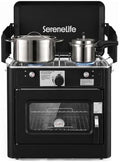 Camping Oven 3 in 1 Stove Oven Combo, Outdoor Camp Oven with 2 Burner Cooking, Piezo Ignition and Temperature Control, Compact RV for Camping and Tailgating by SereneLife