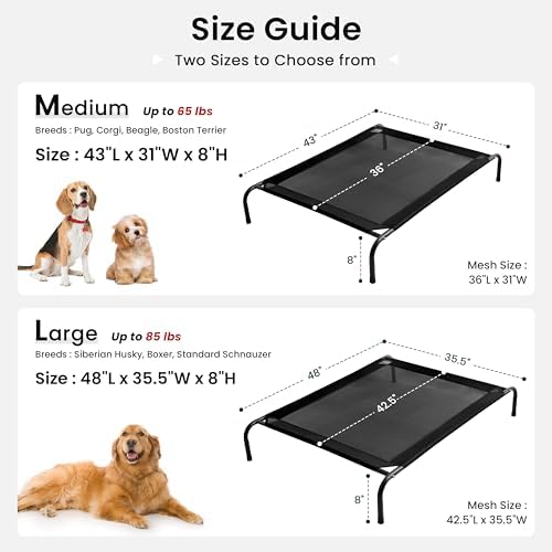 Love's cabin Elevated Cooling Dog Bed for Large Dogs, Portable Indoor & Outdoor Raised Pet Dog Cat Cot, Durable Summer Frame with Breathable Mesh, Black, 48 inches - Image 6