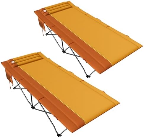 Timber Ridge Extra Wide Heavy Duty Camping Cot for Adult, Easy Set Up Oversized Sleeping Cot with Carry Bag for Camping, Travel and Outdoors, Support up to 450lbs, Orange, 2 Pack by TIMBERRIDGE