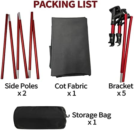 Sutekus Portable Camping Cot Sleeping Cot Ultralight Backpacking Cot Bed for Outdoor Hiking Travel Beach Mountaineering (Black) - Image 5