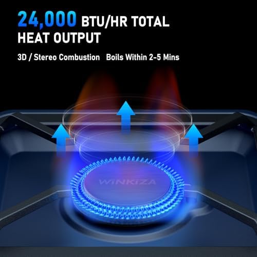 304 Stainless 2 Burner Propane Camping Stove with Griddle,Portable Floding Propane Camp Stoves with 24000BTU,Compatible with Grill Pan,Kettles & Cookware - Image 3