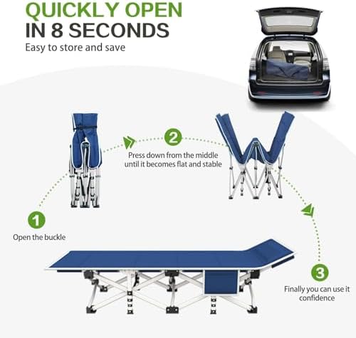 COLMERD Camping Cot with Comfortable Pad, Sleeping Cots for Adults - Image 6
