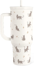 Gift for Cat Lovers Cat Mom – 40oz Stainless Steel Tumbler with Handle and Straw - Travel Coffee Mug for Women, Gift for Birthday, Christmas by SANDJEST