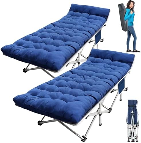 2 Pack Camping Cot with Mattress, Heavy Duty Sleeping Cots by Faysore