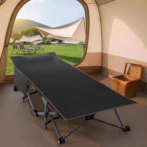 ABORON XXL Camping Cot for Adults 900LBS - 78"×32" Oversized Folding Bed with Mattress Pad, Heavy Duty 1200D Oxford Outdoor Cot with Carry Bag - Image 4