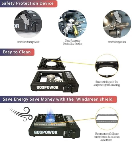 Propane or Butane Stove with Windblocker, Dual Fuel 10,000 BTU Portable Gas stove for Camping, Automatic Ignition Gas Stove with Adapter Hose Carrying Case & Griddle for Hiking (Fuel Not Included) - Image 5
