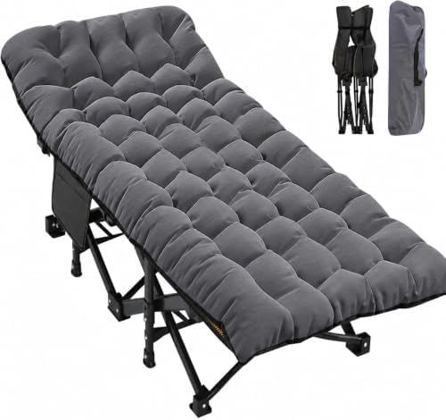 ABORON Oversized Camping Cot for Adults, 900 lbs Heavy Duty Folding Camping Bed with Mattress Pad, 78 x 32 in XXL Outdoor Cot, 1200D Oxford Portable Sleeping Cot with Carry Bag for Camping by ABORON