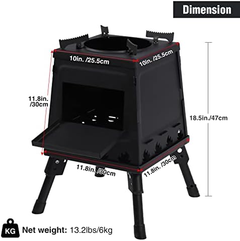 Wood Burning Camp Stove, Portable Cast Iron Camping Wood Stove, Black Woodstove with Carrying Case for Backpacking Outdoor Cooking - Image 2