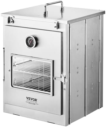VEVOR Foldable Camping Oven, Stainless Steel Portable Camping Stove, with 3 Tier Grill, Handle and Thermometer, Use with Wood Burning Fire, Propane Stoves, for Baking Bread, Pizza, Outdoor Cooking by VEVOR