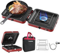 CAMPLUX FoldGo 2 Burner Portable Camping Stove 17,200 BTU, Foldable Propane Stove for Outdoor Cooking with Carry Bag, Portable Gas Stove with 2 Adjustable Burners, Red by CAMPLUX