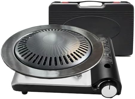 Detachable Grill Pan & Butane Stove Combo with Safety Auto-Eject | Portable Suitcase Design for Camping, Tailgating, Picnics, Indoor/Outdoor Cooking & Hot Pot by YINMANQ
