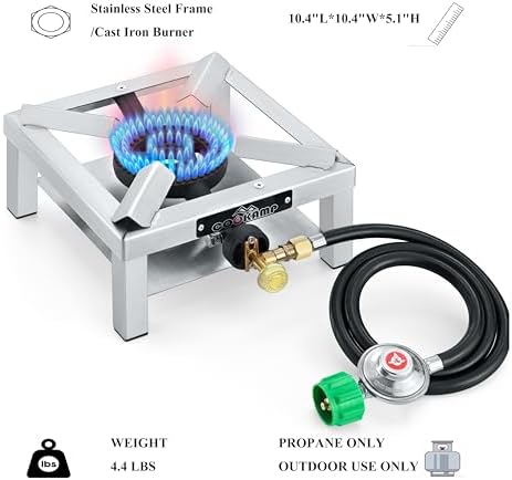 COOKAMP Propane Burner Angle Iron Camp Stove with CSA Listed Regulator and 4ft Hose (SS1200) - Image 3