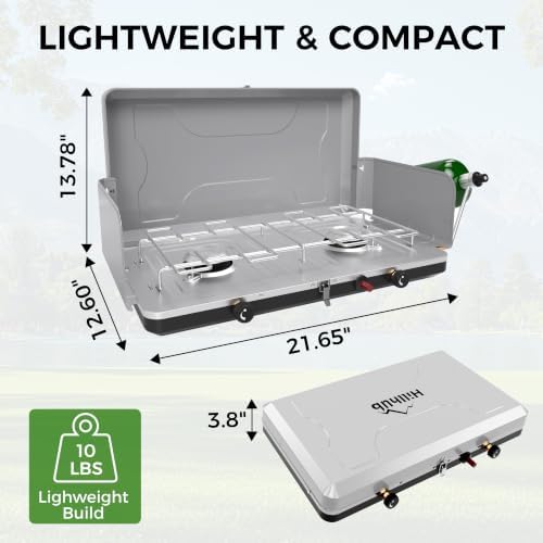 Dual Burner Propane Camping Stove, Portable Outdoor Stove with 22,000 BTU - Image 5