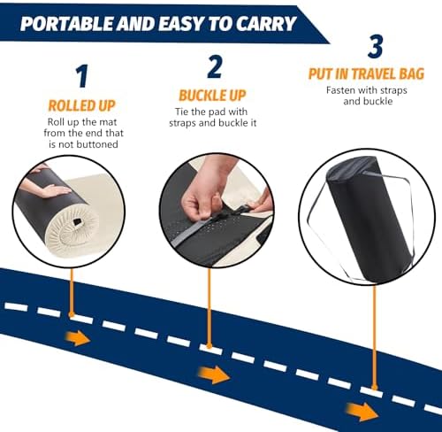 CYMULA Memory Foam Camping Mattress Pad, CertiPUR-US Sleeping Mat, Portable Roll Up Mattress for Adults, Camping Bed Pads for Sleepover, Car Bed with Travel Bag - Image 5