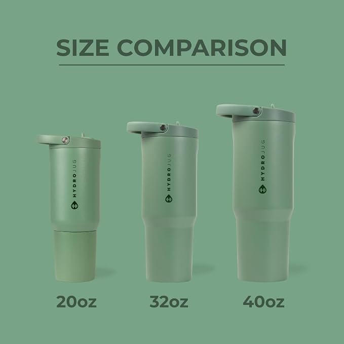 HydroJug Sport - Stainless Steel Tumbler with Straw, Vacuum Insulated, 20oz Leakproof Water Bottle, Ergonomic Design, Reusable, Dishwasher Safe, Rubber Base, Durable for Gym or Outdoors, Sage - Image 4