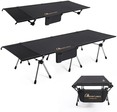 MOON LENCE Camping Cot, Height Adjustable with Cot Leg Extenders, Strong Support 330lbs, Lightweight Comfortable Folding Bed for Camping, Hiking, Travel, Truck, Beach, Office Nap,Backpacking by MoonLence