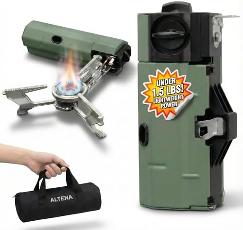 Portable Butane Gas Stove for Camping, Outdoor, and Indoor Cooking, Compact Lightweight Single Burner with Carrying Bag for Travel – by Altena by AngoraBrands