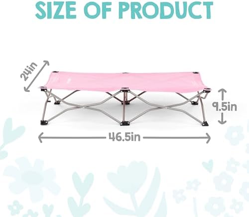 Regalo My Cot® Portable Toddler Bed, Foldable Kids Travel Bed & Camping Cot, Lightweight Sleeping Cot for Toddlers, Indoor/Outdoor, 46.5” x 24” x 9.5”, Pink - Image 2